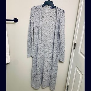 Knitted long blend duster Gray